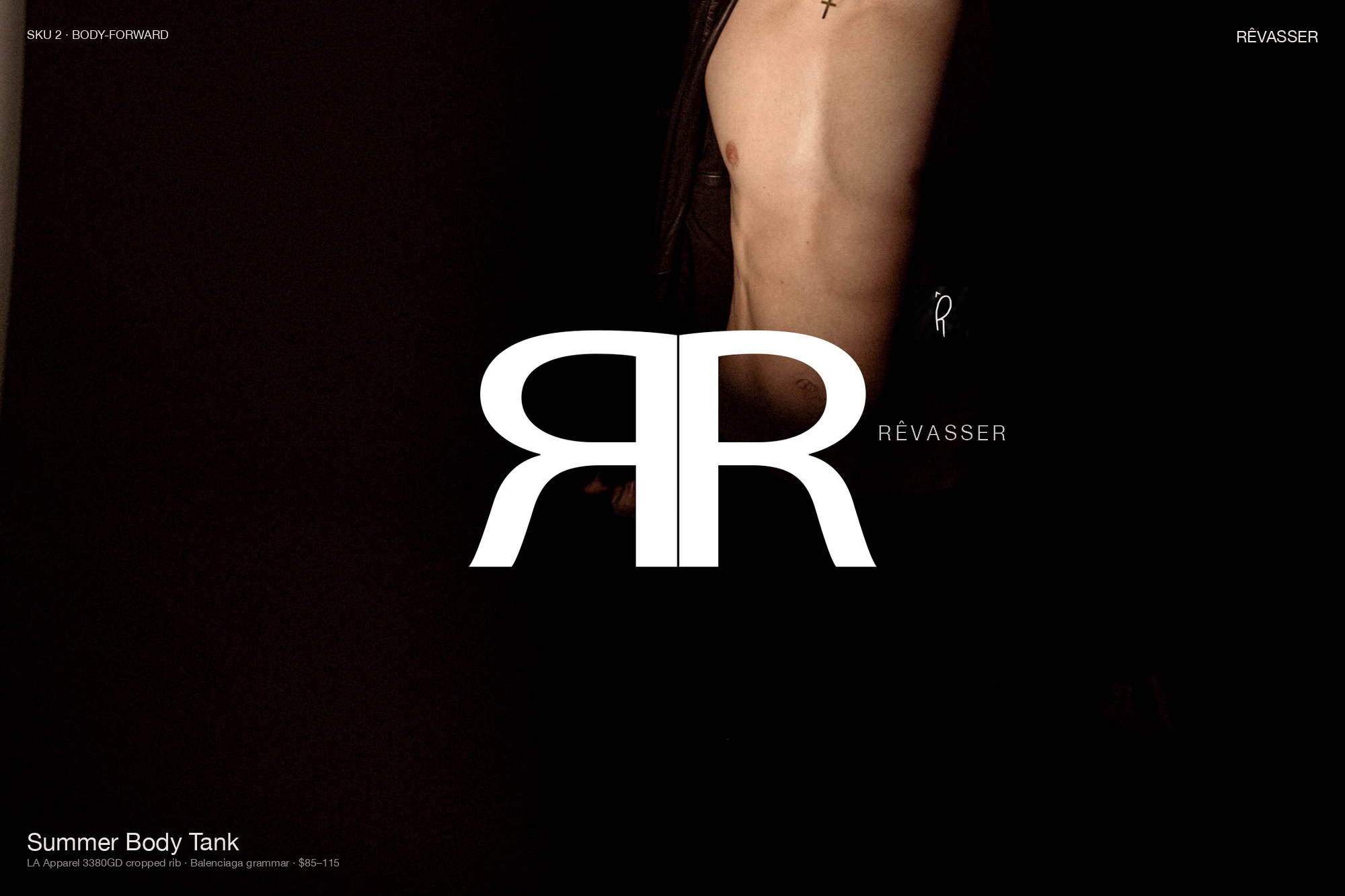 SKU-02 Boxy Tee · body-forward editorial stack