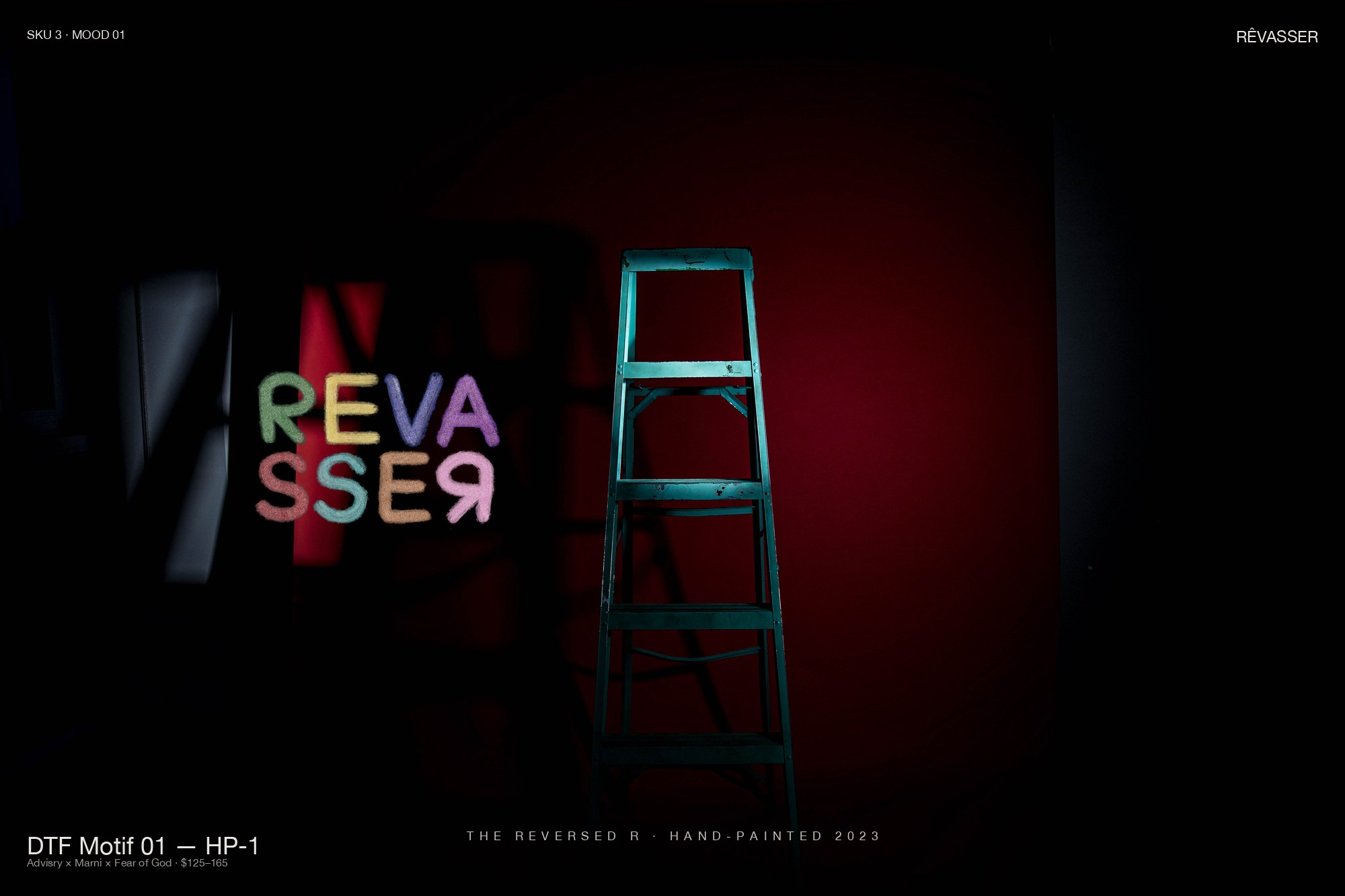 SKU-03 Sheer Oxblood · 2023 hand-painted reversed-R provenance photo