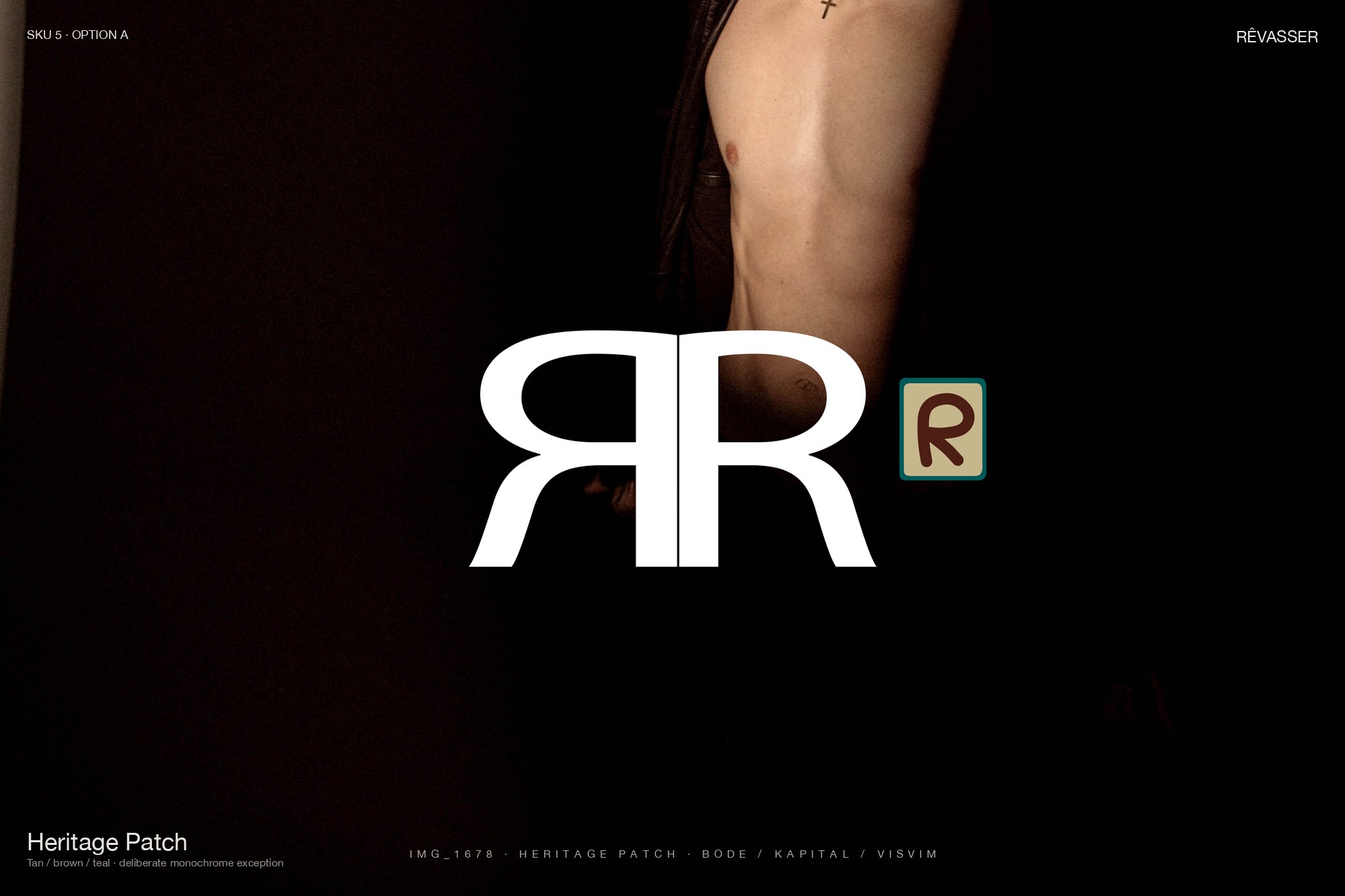 SKU-05 Cotton-Silk Polo · heritage torso editorial with patch overlay