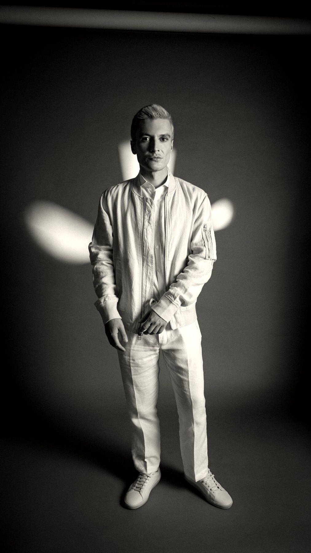 SKU-04 Heavy-Gauge Rib · full-body halo bomber editorial