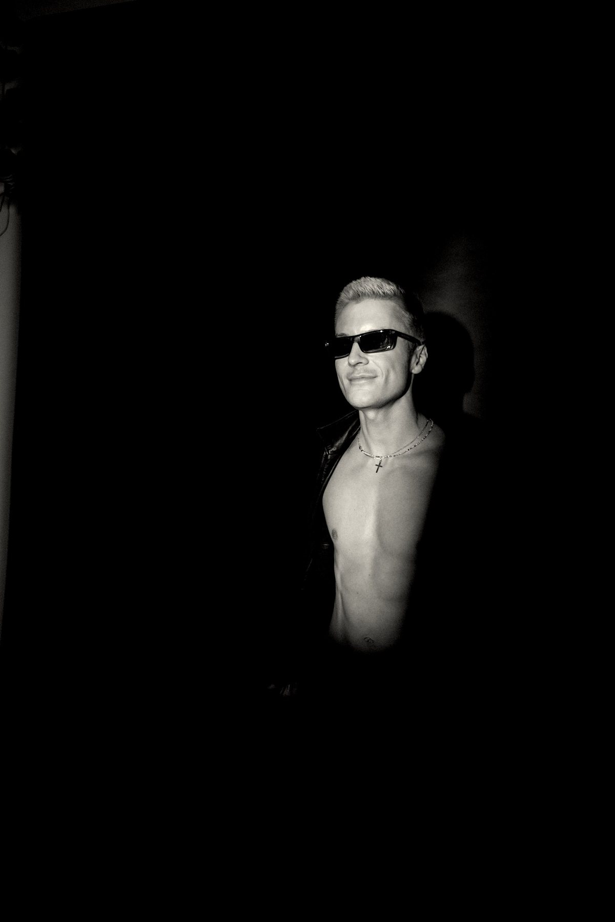 SKU-07 Diagonal Tee · torso ladder editorial, moody crop